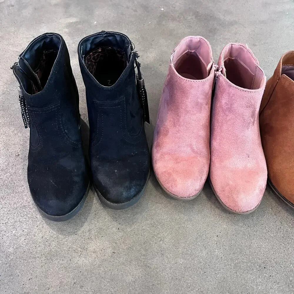 Cat & Jack brown pink Wonder Nation black suede boots bundle girls size 2
